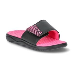 Reebok Girls Black and Pink Slide Sandals Size 1